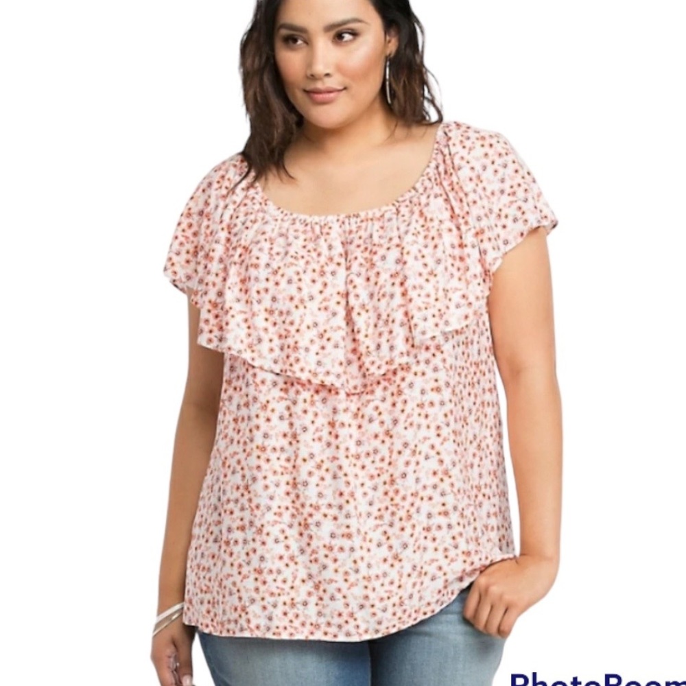 Torrid orange and white floral top Size 1